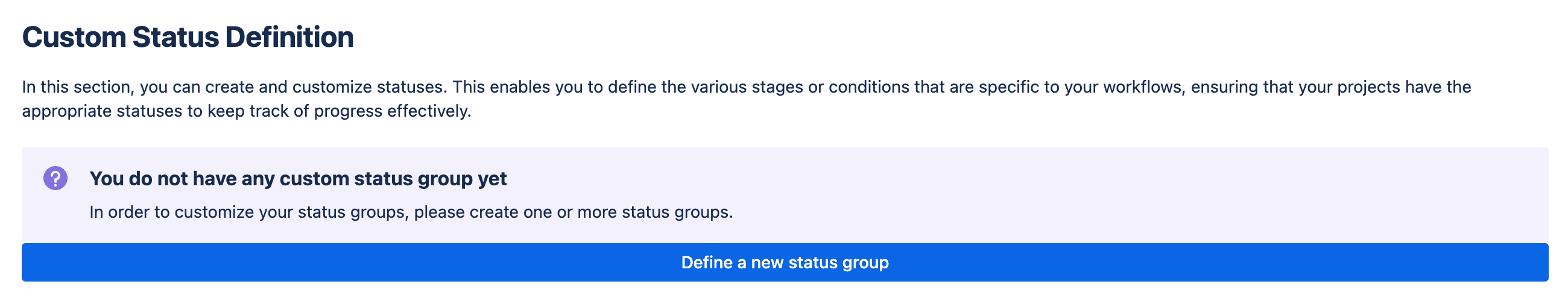 Tick checklist for Jira - status group creation section