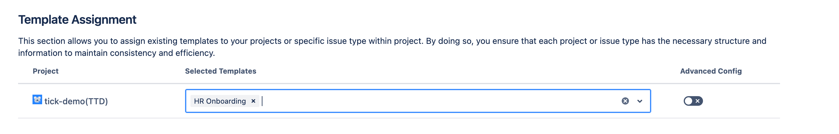 Tick checklist for Jira - template admin page - assignment simple