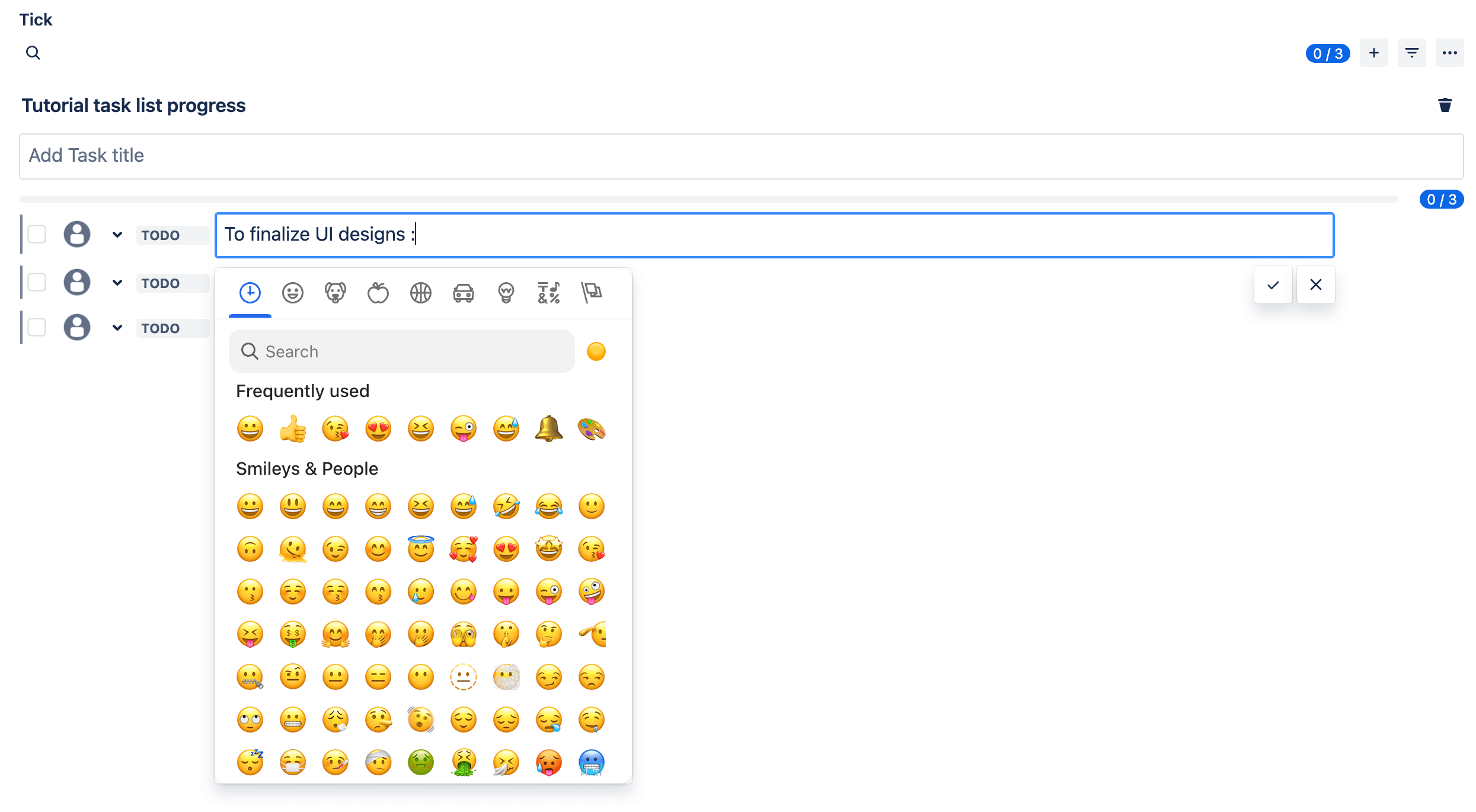 emoji picker open demonstrated