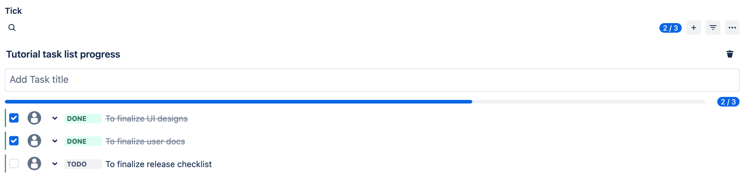 Strikethrough completed tasks