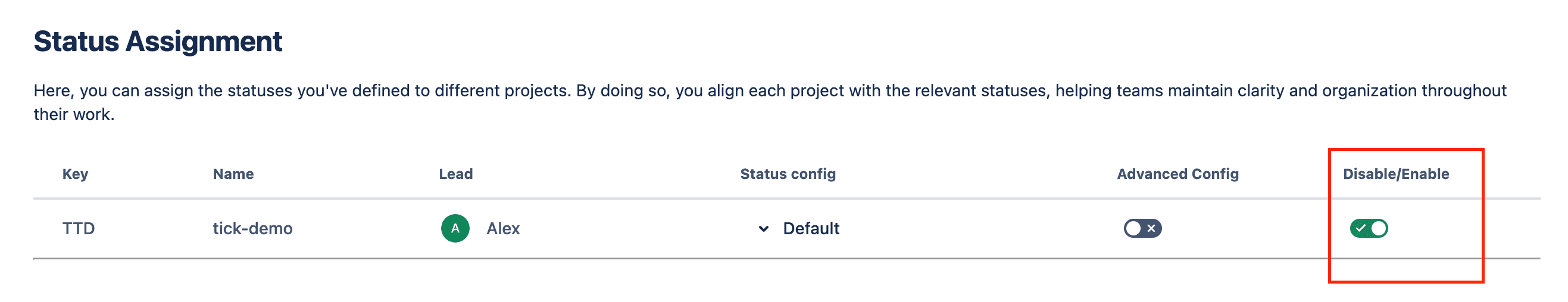 Tick checklist for Jira - status group assignment section - enable/disable toggle
