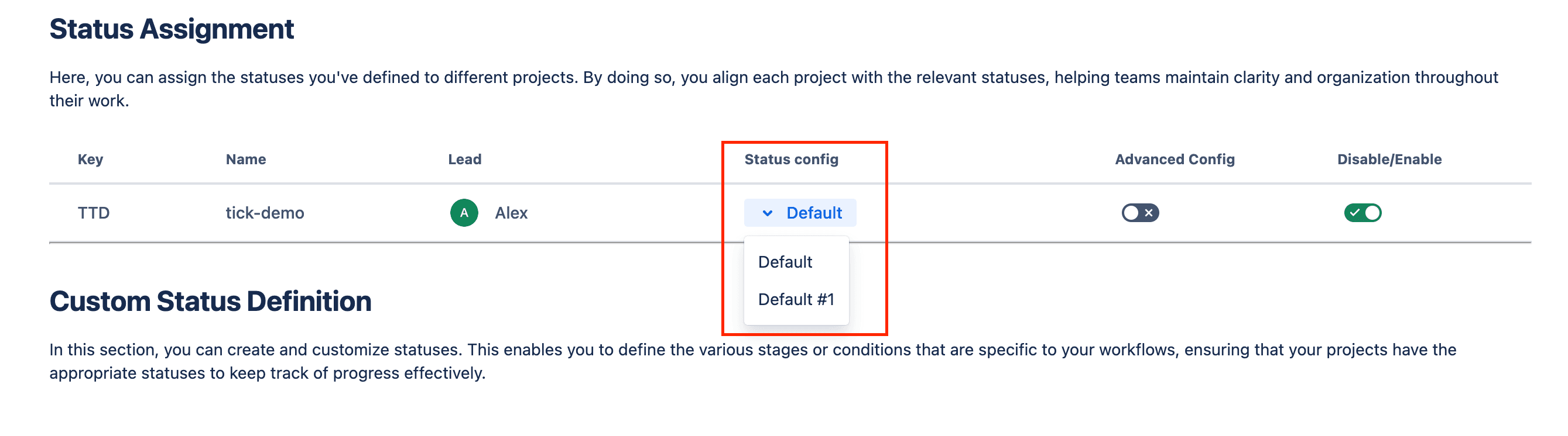 Tick checklist for Jira - status group assignment section - status group dropdown